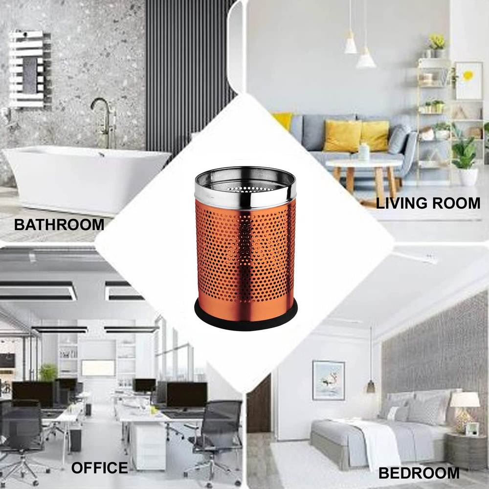 Skitch®Stainless Steel Perforated Open Dustbin (6 Ltr, Rose Gold)