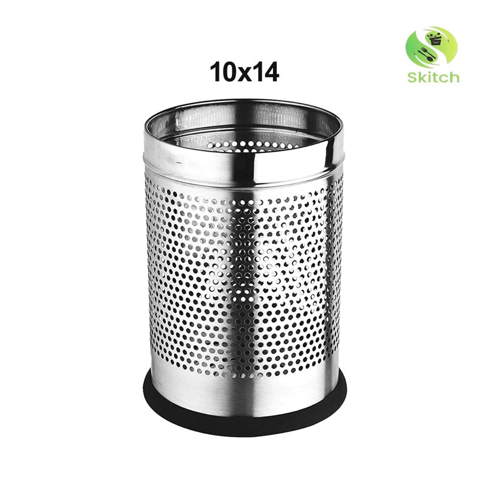 Skitch® Stainless Steel Perforated Open Dustbin (18 Ltr, Silver)