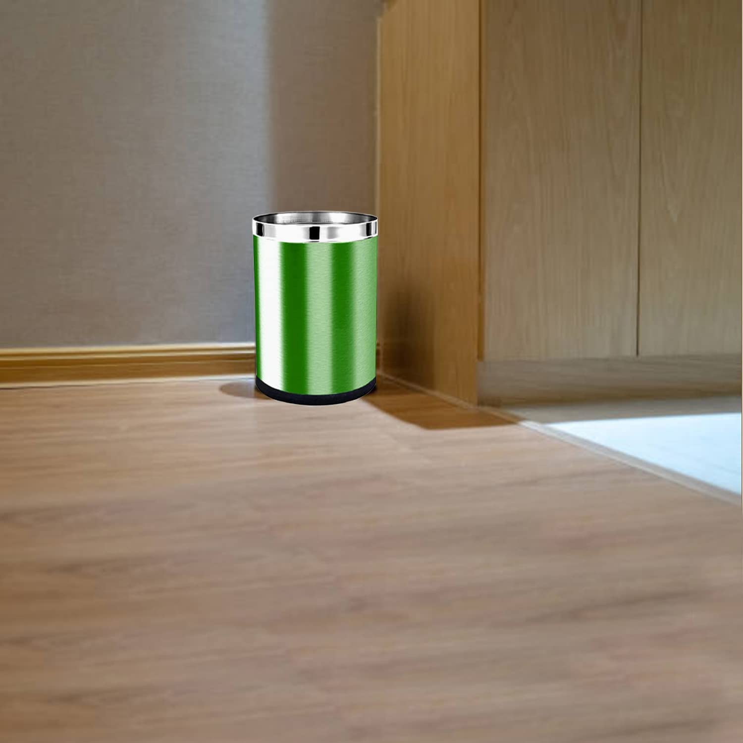 Skitch® Stainless Steel Open Dustbin, Garbage Bin Paper Bin Round Shape use for Home, Office, Kitchen (3 IN 1)