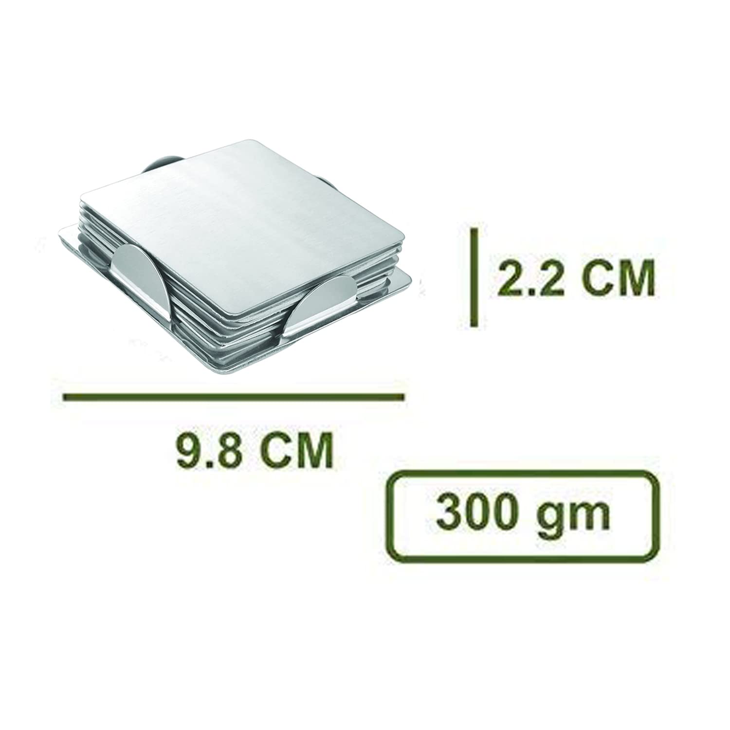 Skitch® Stainless Steel Drink Coasters - Set of 6 with Wood Finish