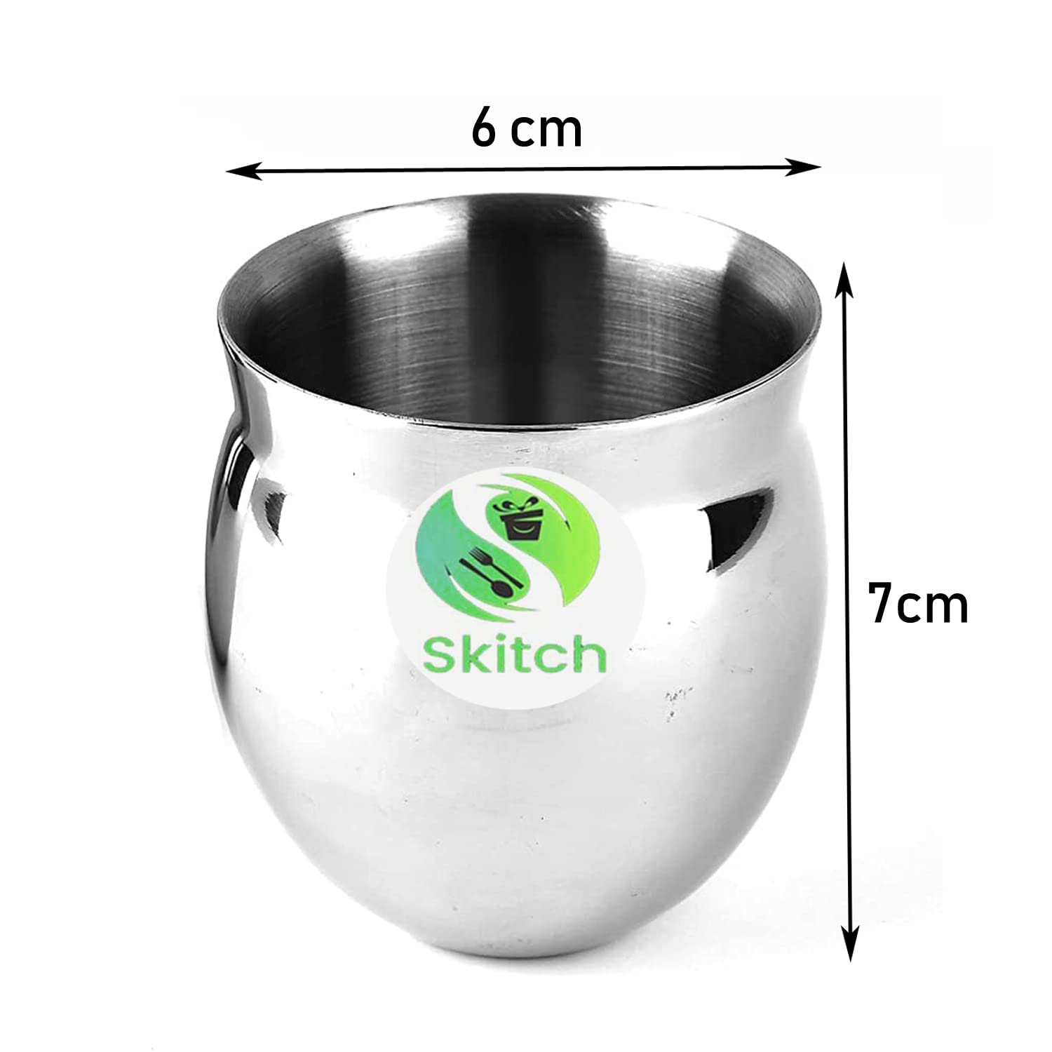 Skitch Stainless Steel Chai Coffee Lassi Kullad Unbreakable Double Wall Insulated Glossy Kullad/Kulhad 125ml Each