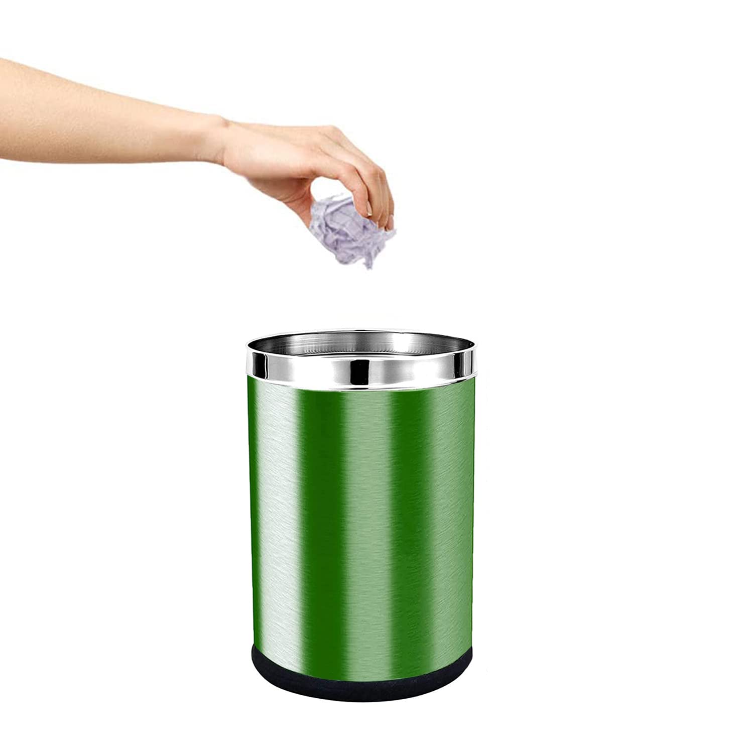 Skitch® Stainless Steel Open Dustbin, Garbage Bin Paper Bin Round Shape use for Home, Office, Kitchen (3 IN 1)