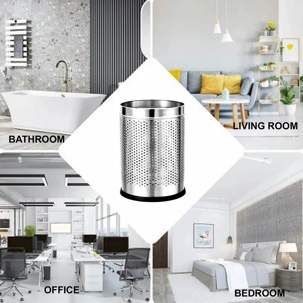 Skitch® Stainless Steel Perforated Open Dustbin (18 Ltr, Silver)