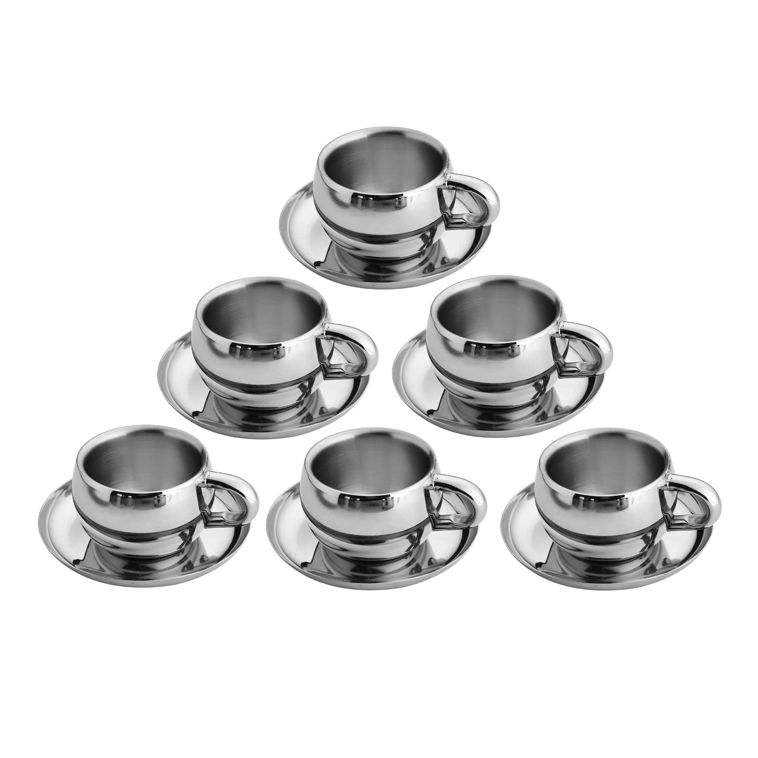 Skitch® Stainless Steel Chai Cup with Plate - Durable 80ml Tea & Coffee Mug Set with Saucer