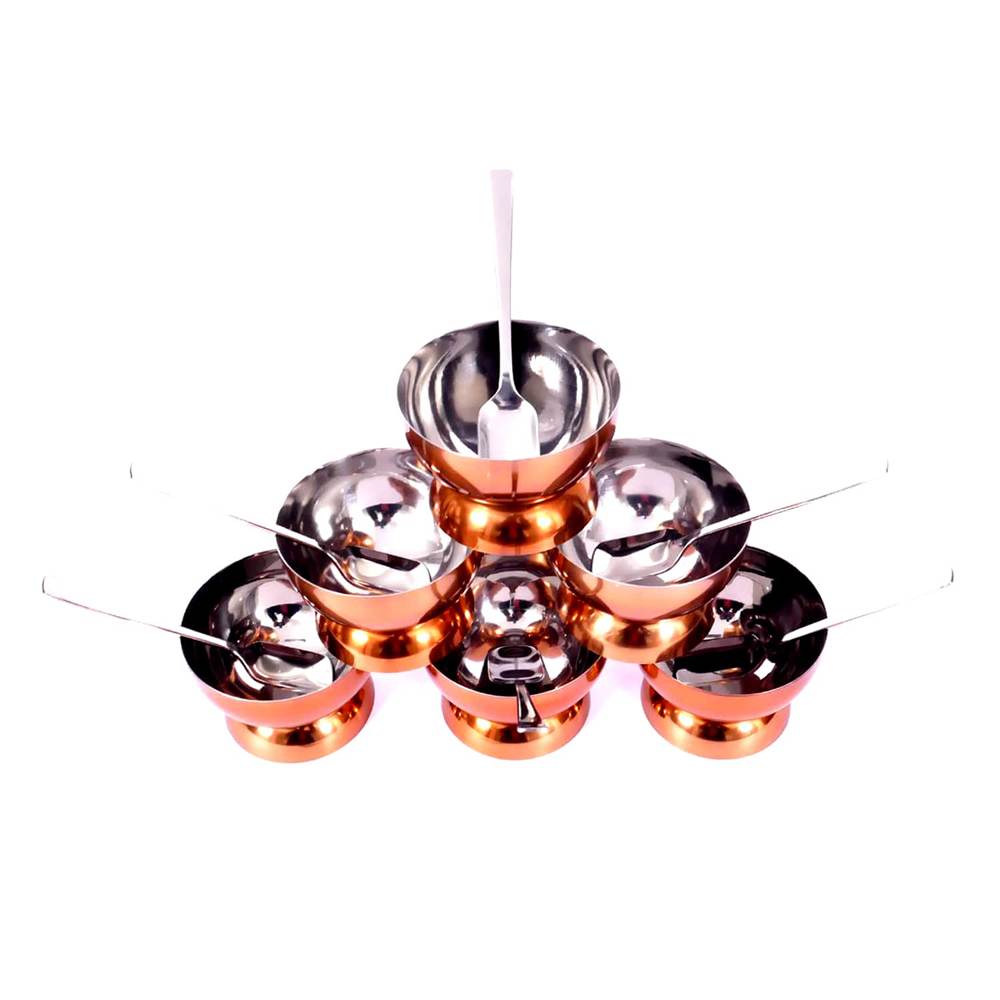 Skitch Stainless Steel Ice Cream Dessert Cups with Spoon (Pack of 6)