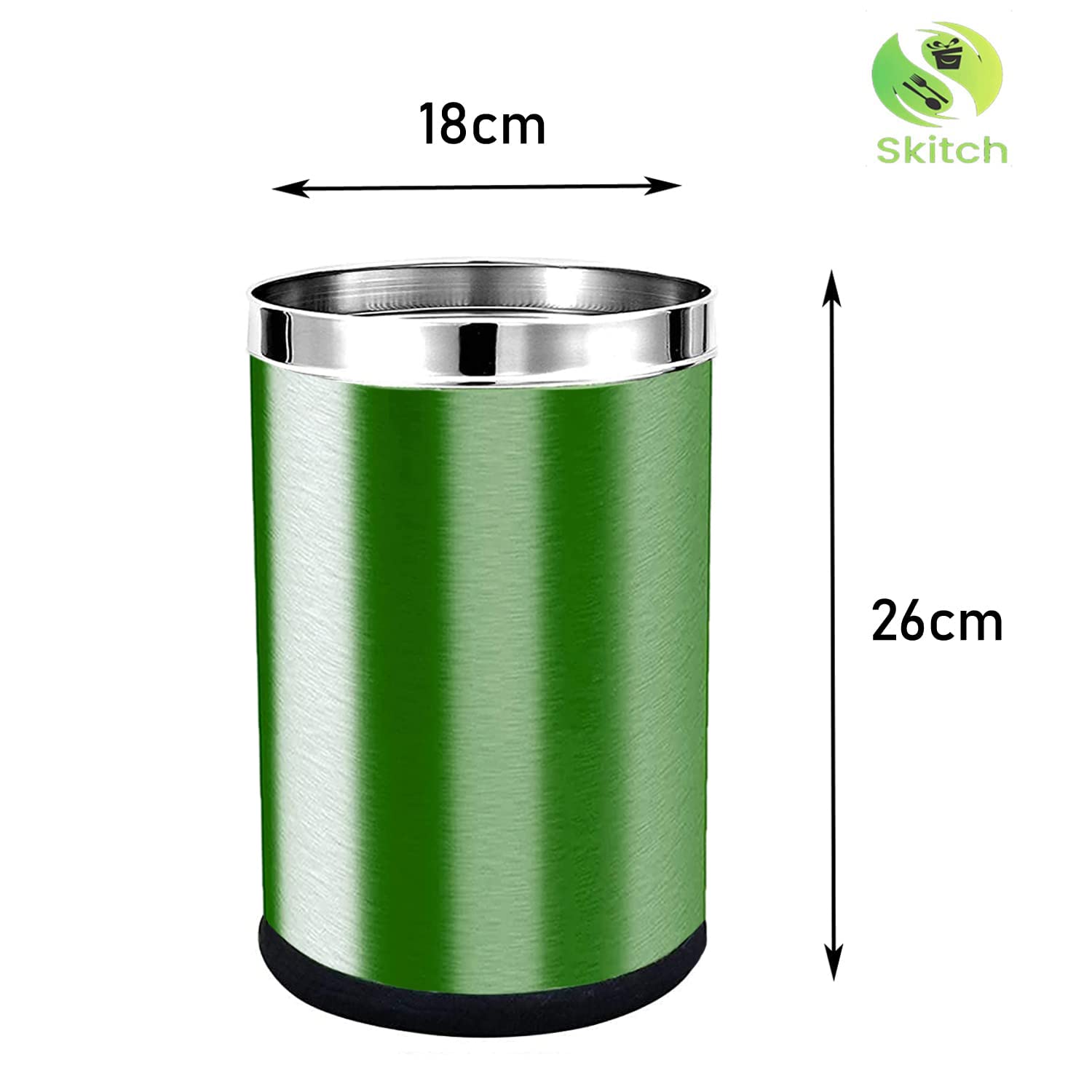 Skitch® Stainless Steel Open Dustbin, Garbage Bin Paper Bin Round Shape use for Home, Office, Kitchen (3 IN 1)