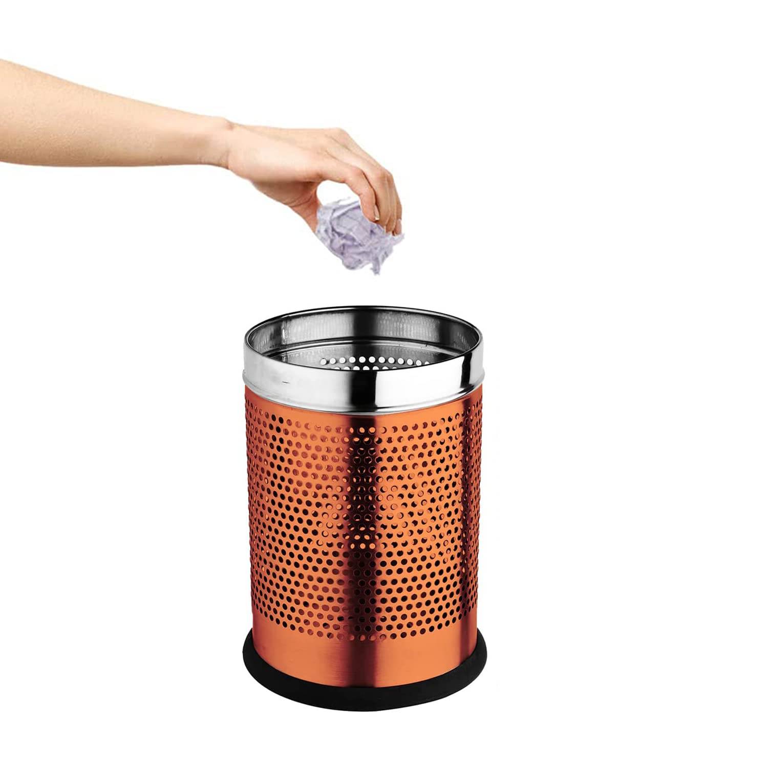 Skitch® Stainless Steel Open Perforated Dustbin Set for Home and Office - 3 Sizes, 6L, 10L, 18L(Black)