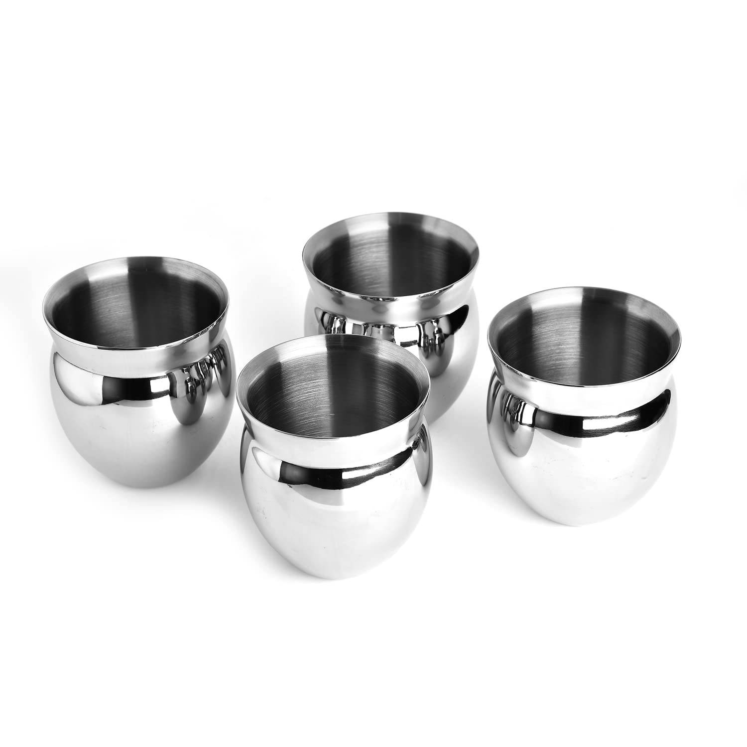 Skitch Stainless Steel Chai Coffee Lassi Kullad Unbreakable Double Wall Insulated Glossy Kullad/Kulhad 125ml Each