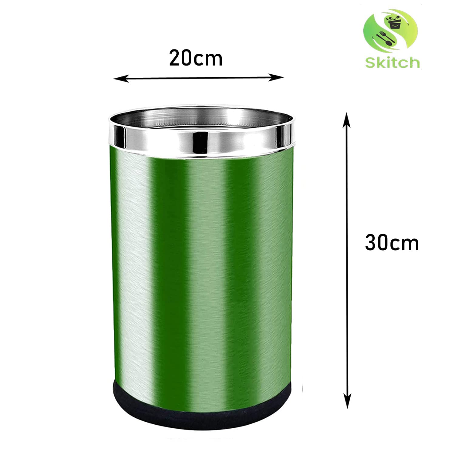 Skitch® Stainless Steel Open Dustbin, Garbage Bin Paper Bin Round Shape use for Home, Office, Kitchen (3 IN 1)