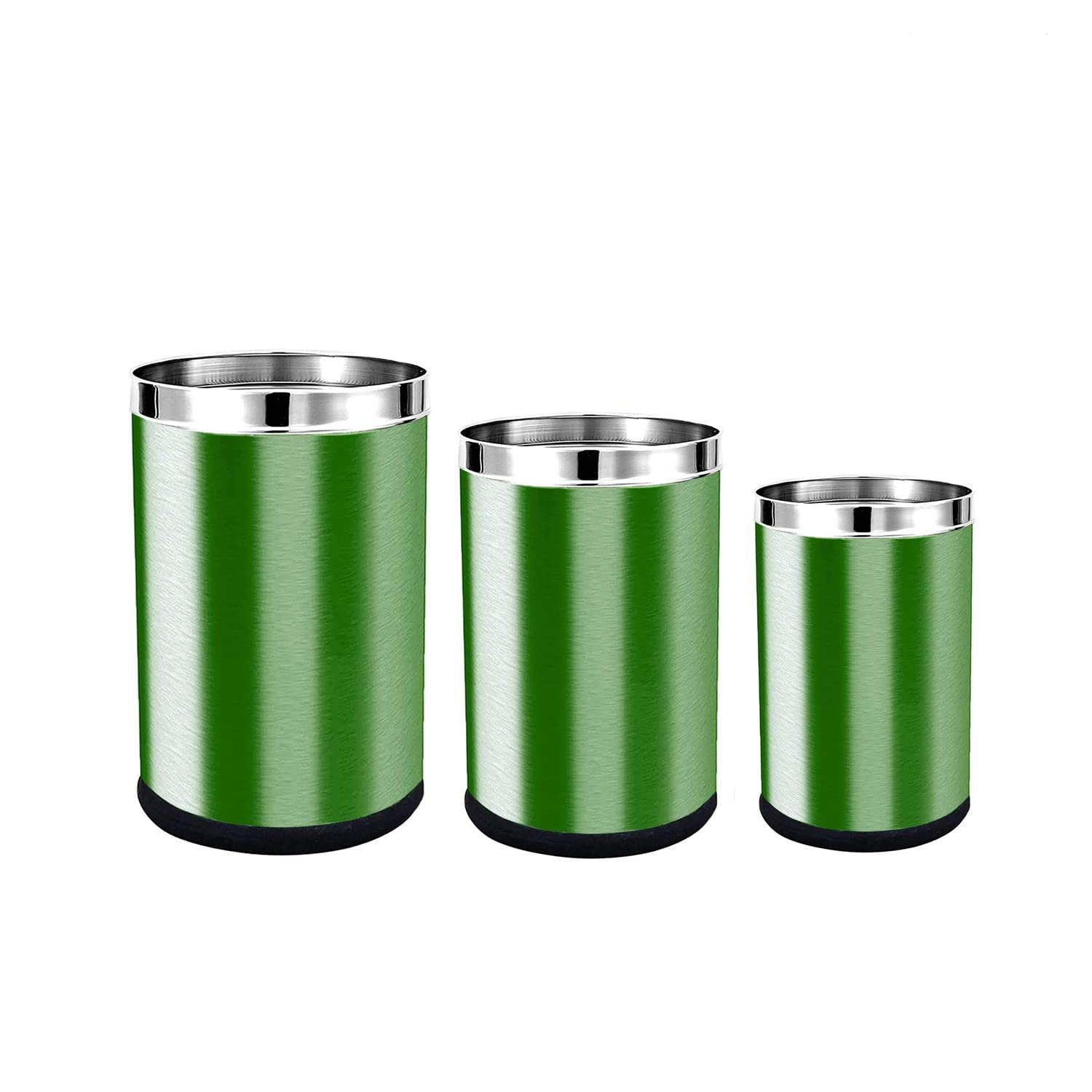 Skitch® Stainless Steel Open Dustbin, Garbage Bin Paper Bin Round Shape use for Home, Office, Kitchen (3 IN 1)