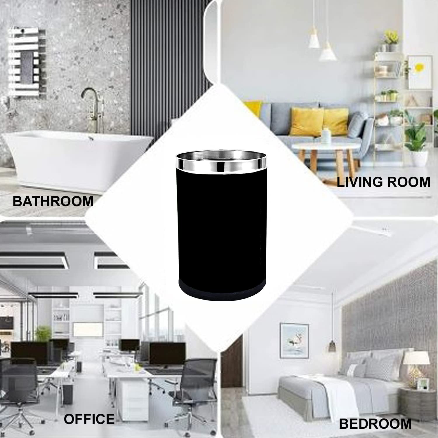 Skitch® Stainless Steel Perforated Open Dustbin (Black)