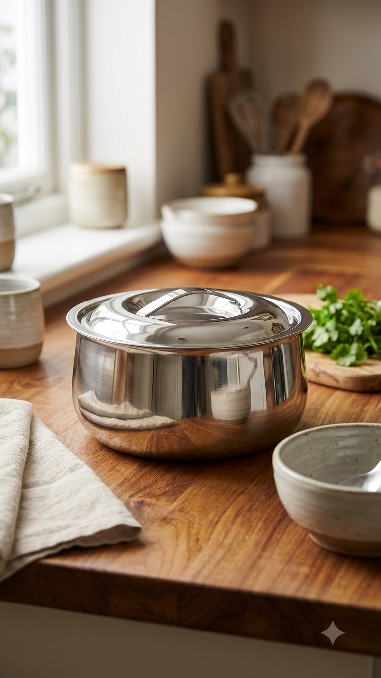 Skitch® Stainless Steel Double Wall Casserole with Lid - 1500 ml | Insulated Thermal Serving Hot Case for Hot Food