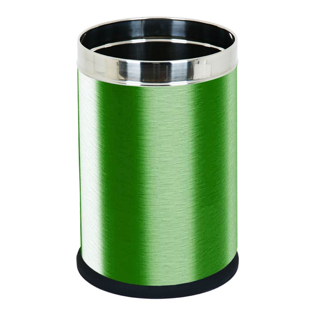 Skitch® 15-Ltr Stainless Steel Round Open Dustbin for Home and Office(Green)