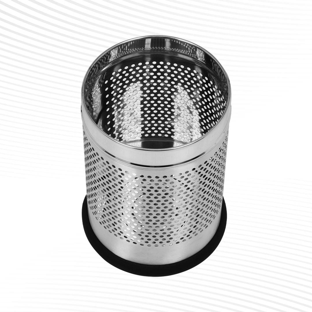 Skitch® Round Shape Perforated Dustbin for Home, Office, and Kitchen (Silver 6-L)